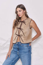 Load image into Gallery viewer, Faux Fur Bow Tie Front Vest - Taupe
