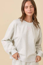 Load image into Gallery viewer, Heather Grey Crewneck Long Sleeve Top with Bows
