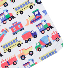 Load image into Gallery viewer, Trains Planes and Trucks Plush Blanket - Blue
