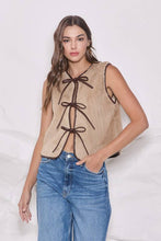 Load image into Gallery viewer, Faux Fur Bow Tie Front Vest - Taupe
