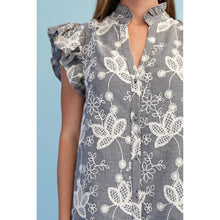 Load image into Gallery viewer, Floral Embroidered Black Gingham Print Midi Dress
