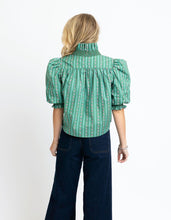 Load image into Gallery viewer, Floral Ditsy Stripe Ruffle Top
