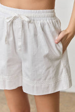 Load image into Gallery viewer, Ivory Lace Trim Detail Drawstring Shorts
