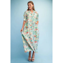 Load image into Gallery viewer, Green Floral Print Maxi Dress
