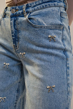 Load image into Gallery viewer, Bow Embellished Straight Leg Jeans
