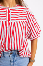Load image into Gallery viewer, Stripe "America" Pleat Slv Top
