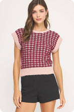 Load image into Gallery viewer, Sleeveless Check Tweed Knit Sweater Top
