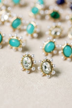 Load image into Gallery viewer, Crystal Pearl Oval Stud Earrings
