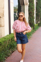 Load image into Gallery viewer, Stripe "America" Pleat Slv Top
