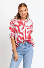 Load image into Gallery viewer, Stripe "America" Pleat Slv Top

