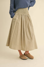 Load image into Gallery viewer, Natural Stripe Smocking Skirt
