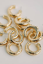 Load image into Gallery viewer, Hammered Gold Vintage Style Hoop Earrings
