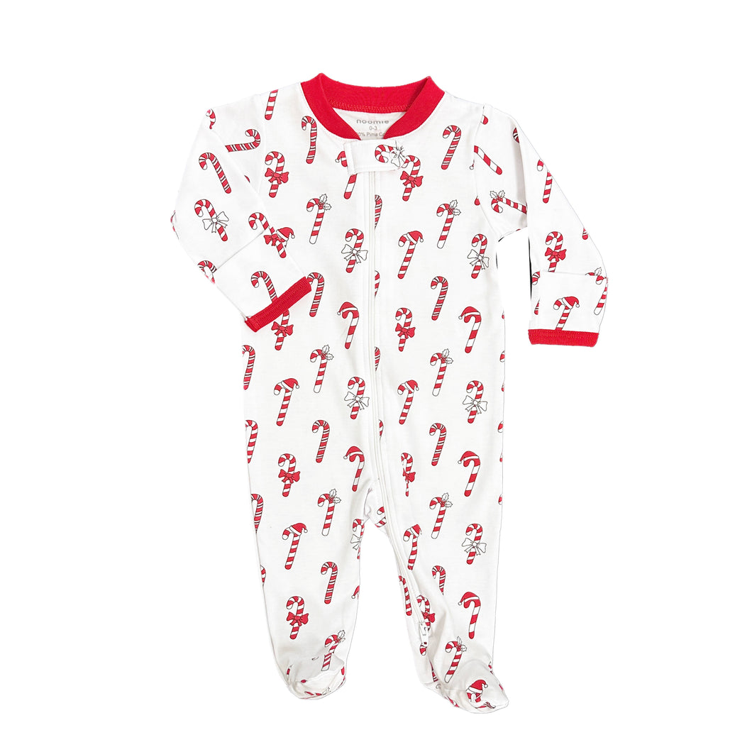 Candy Canes Zipper Footie