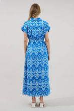 Load image into Gallery viewer, Blue Reina Drawstring Maxi Dress Floral
