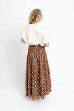 Load image into Gallery viewer, Floral Smock Tier Maxi Skirt - Brown
