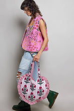 Load image into Gallery viewer, Heart Shaped Ruffle Edge Quilted Tote Bag - Pink Floral
