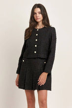 Load image into Gallery viewer, Novelty Button Tweed Jacket - Black
