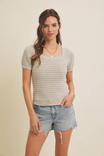 Load image into Gallery viewer, Square Neck Cotton Sweater Cream Top
