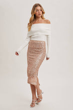 Load image into Gallery viewer, Champagne Sequin Midi Skirt
