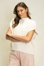 Load image into Gallery viewer, Cream Cable Knit Cap Sleeve Sweater
