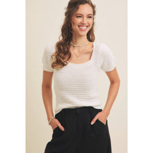 Load image into Gallery viewer, Square Neck Cotton Sweater Cream Top
