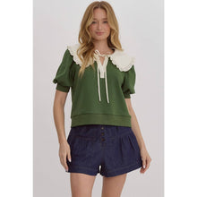 Load image into Gallery viewer, Olive V-neck Puff Sleeve Top
