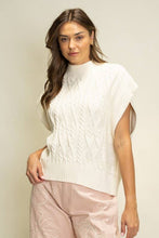 Load image into Gallery viewer, Cream Cable Knit Cap Sleeve Sweater
