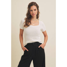 Load image into Gallery viewer, Square Neck Cotton Sweater Cream Top
