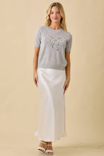 Load image into Gallery viewer, Sequin Bow Knit Top – Grey
