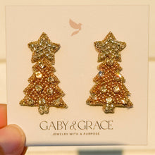 Load image into Gallery viewer, Twinkle Christmas Tree Earrings | Golden &amp; Silver
