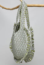 Load image into Gallery viewer, Heart Shaped Ruffle Edge Quilted Tote Bag- Sage Multi
