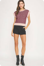 Load image into Gallery viewer, Sleeveless Check Tweed Knit Sweater Top
