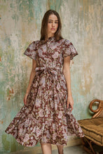 Load image into Gallery viewer, Bellucci Poplin Button Front Tiered Midi Dress Rustic
