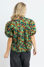 Load image into Gallery viewer, Brown Floral Button Pleat Top
