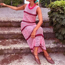 Load image into Gallery viewer, Pink Color Block Knit Hollow Out Sleeveless Dress
