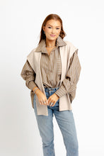 Load image into Gallery viewer, Hailey Stripe Poplin Sweater Button Up Top
