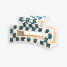 Load image into Gallery viewer, Lola Blue &amp; White Beaded Claw Clip
