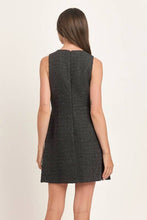 Load image into Gallery viewer, Sleeveless Tweed Pleated Mini Dress - Black
