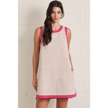 Load image into Gallery viewer, Textured Sleeveless Oatmeal &amp; Pink Mini Dress
