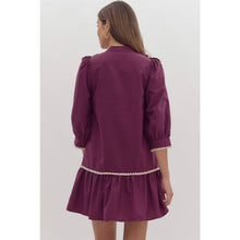 Load image into Gallery viewer, Plum Solid Ruffled Mini Dress
