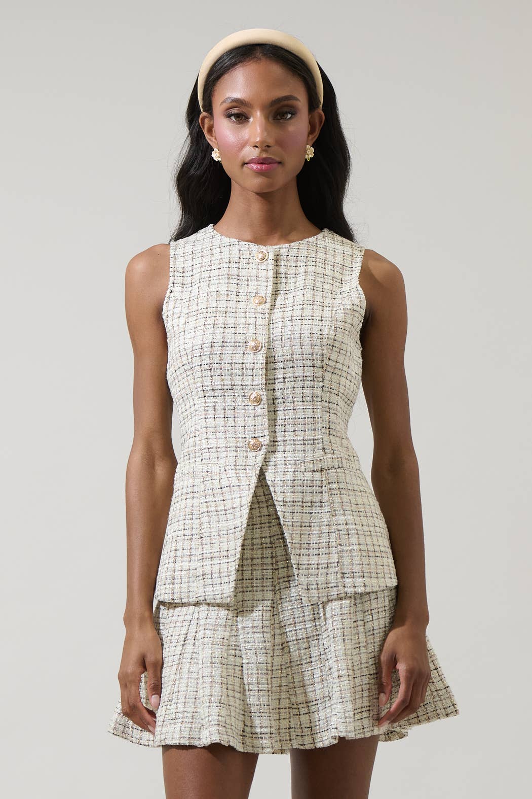 Gisella White Tweed Jeanie Denim Vest