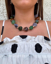 Load image into Gallery viewer, Fall Chunky Stone Beads with Gold Necklace
