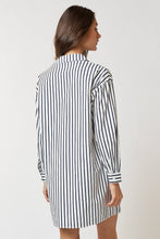 Load image into Gallery viewer, Navy Striped Collar Button Up Mini Dress
