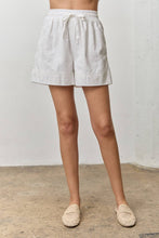 Load image into Gallery viewer, Ivory Lace Trim Detail Drawstring Shorts
