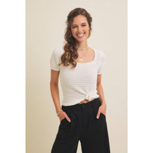 Load image into Gallery viewer, Square Neck Cotton Sweater Cream Top
