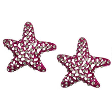 Load image into Gallery viewer, Pink Rhinestone Starfish Statement Earrings
