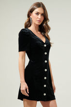 Load image into Gallery viewer, Jackson Black Velvet Button Mini Dress
