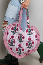 Load image into Gallery viewer, Heart Shaped Ruffle Edge Quilted Tote Bag - Pink Floral
