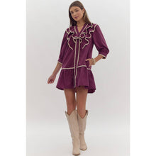 Load image into Gallery viewer, Plum Solid Ruffled Mini Dress
