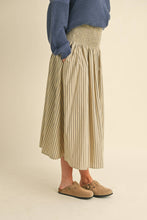 Load image into Gallery viewer, Natural Stripe Smocking Skirt

